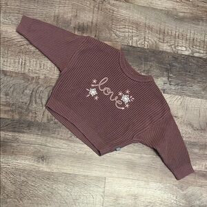 Mauve Sweater with Embroidered Flowers